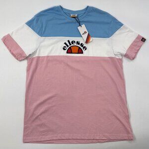 ellesse T Shirt Womens XL Raised Logo Pink Short Sleeve Sport International NEW